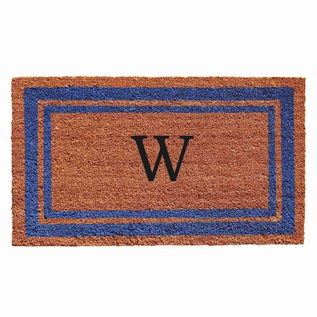 Monogram Door Mat, Natural, Blue, 18 in W x 30 in L